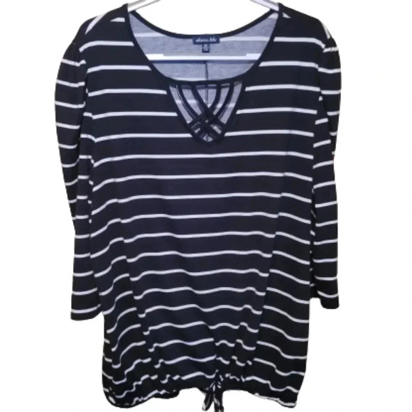 Olivia Blu black/white Striped top - Picture 1 of 9